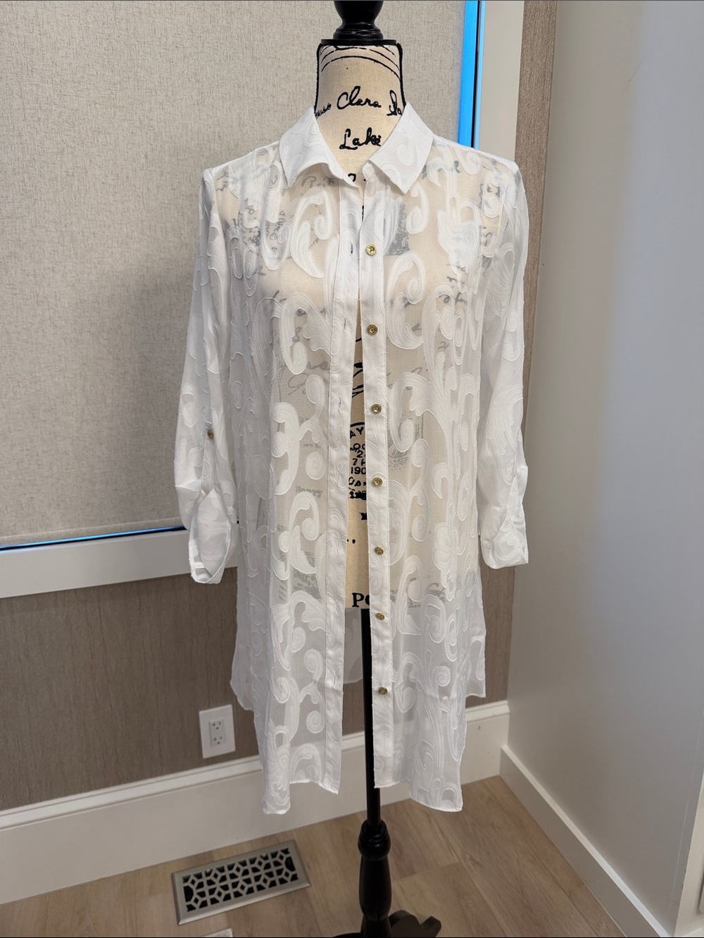 Lilly Pulitzer White Sheer Embroidered Swim Coverup